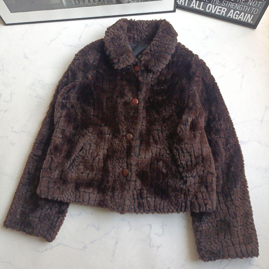 Max Mara リバーシブルショートジャケット テディベア M　クロコ柄 総柄