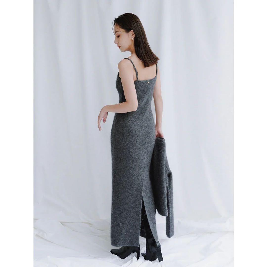 試着のみ anuans カシミヤブレンドキャミソールニットワンピース グレー M