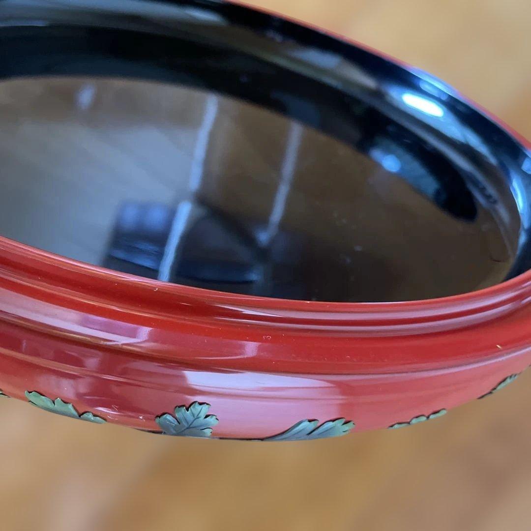 沖縄　角萬　漆器　赤い花柄の漆器 重箱