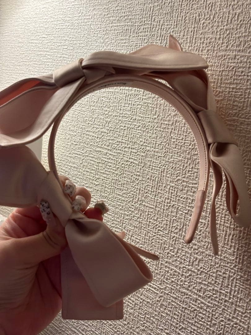 kanako tamuraカチューシャ ピンク サテンリボンヘッドバンド