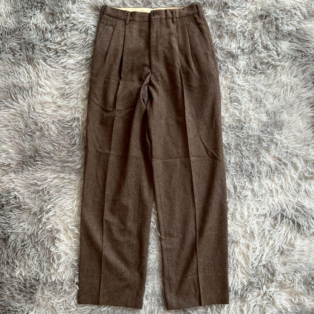 美品✨【クリスチャンディオール】ウール ブラウン タック入りスラックス S