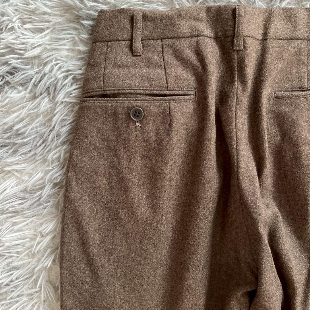 美品✨【クリスチャンディオール】ウール ブラウン タック入りスラックス S