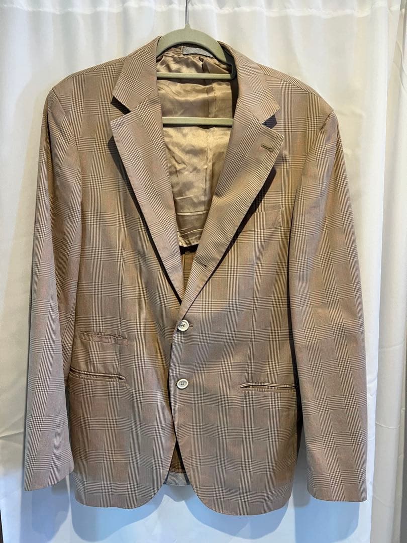 BRUNELLO CUCINELLI ベージュ チェック柄 ビジネスジャケット
