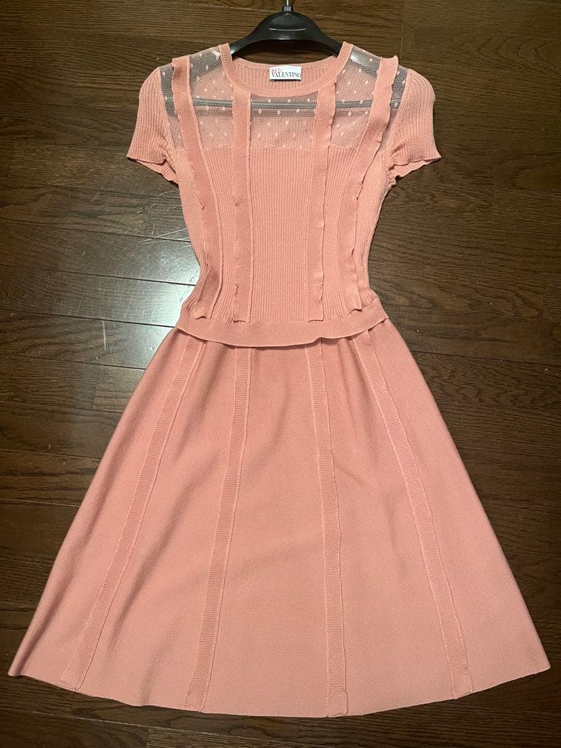 RED VALENTINO 半袖ひざ丈ワンピース ピンク