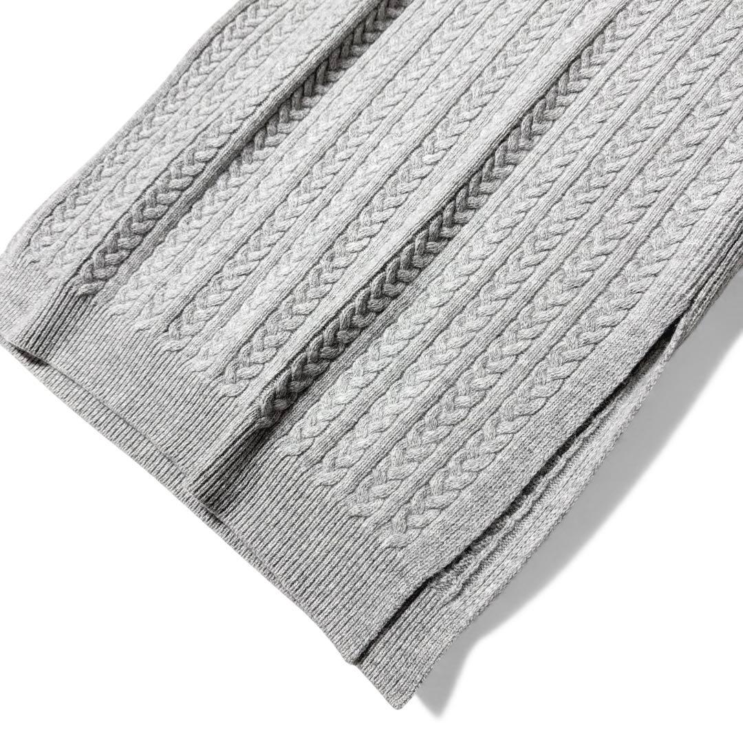 極美品✨️　エブール　ラムケーブルニット サイドスリットワンピース　グレー