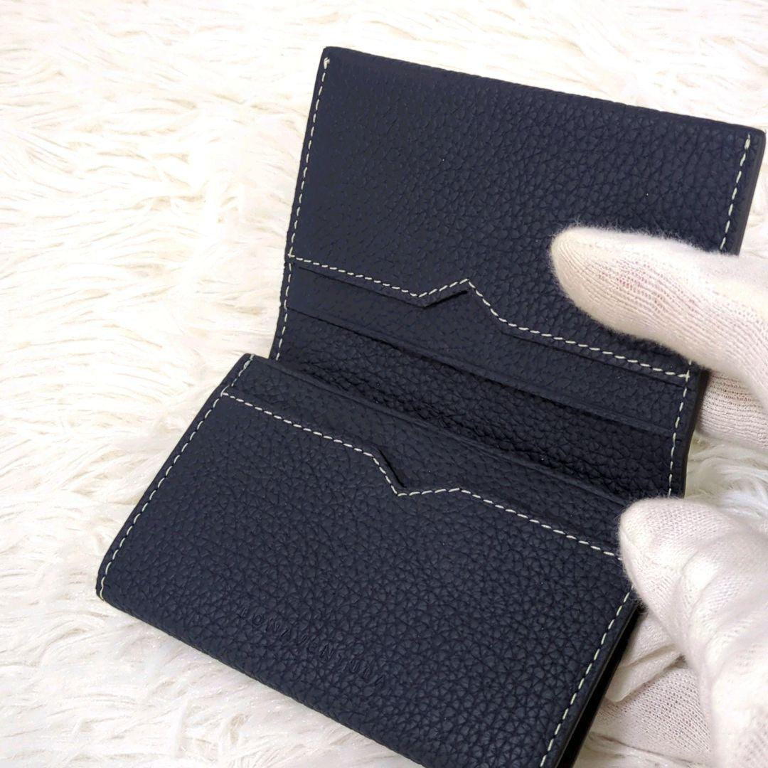 箱付き未使用✨️　BONAVENTURA　名刺入れ　ネイビー　シュリンクレザー