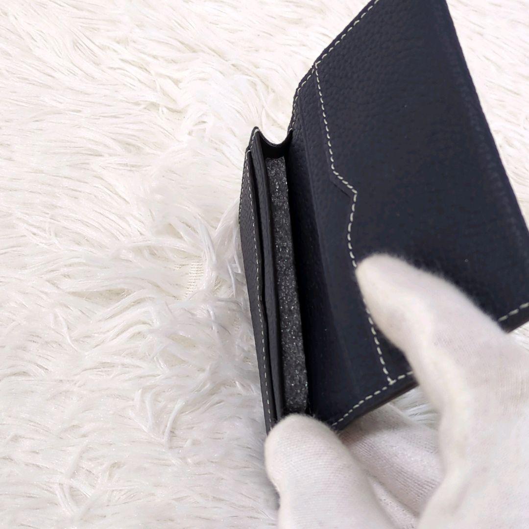 箱付き未使用✨️　BONAVENTURA　名刺入れ　ネイビー　シュリンクレザー