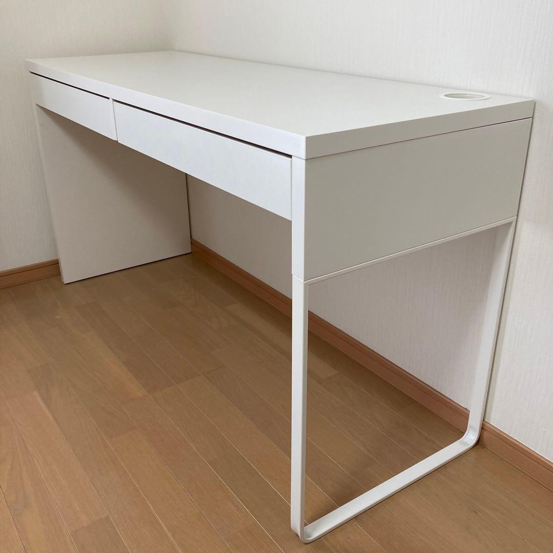 IKEA MICKEホワイト　デスク 2引き出し シンプルモダン