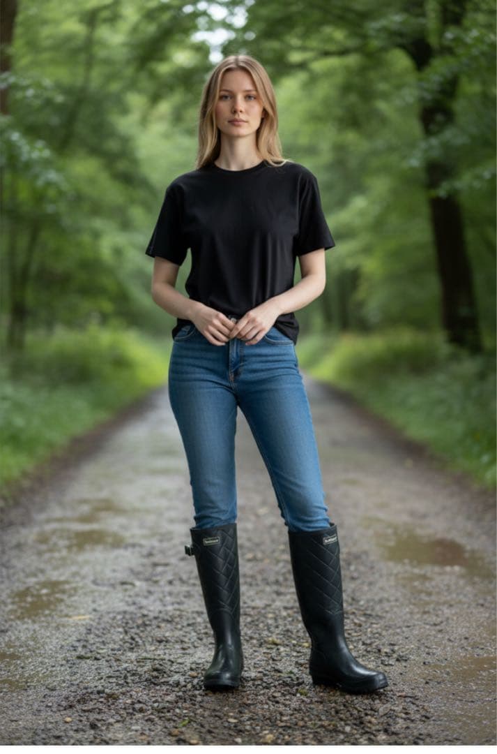 未使用　Barbour キルティング　レインブーツ ブラック サイズ4