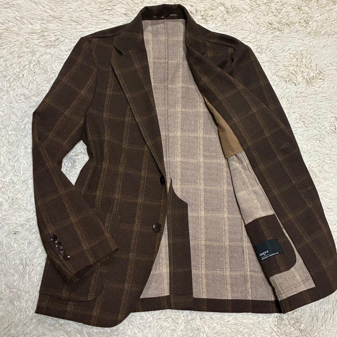 EDIFICE 【高年式】 トラベル チェック 洗える ブラウン 秋冬 スーツ
