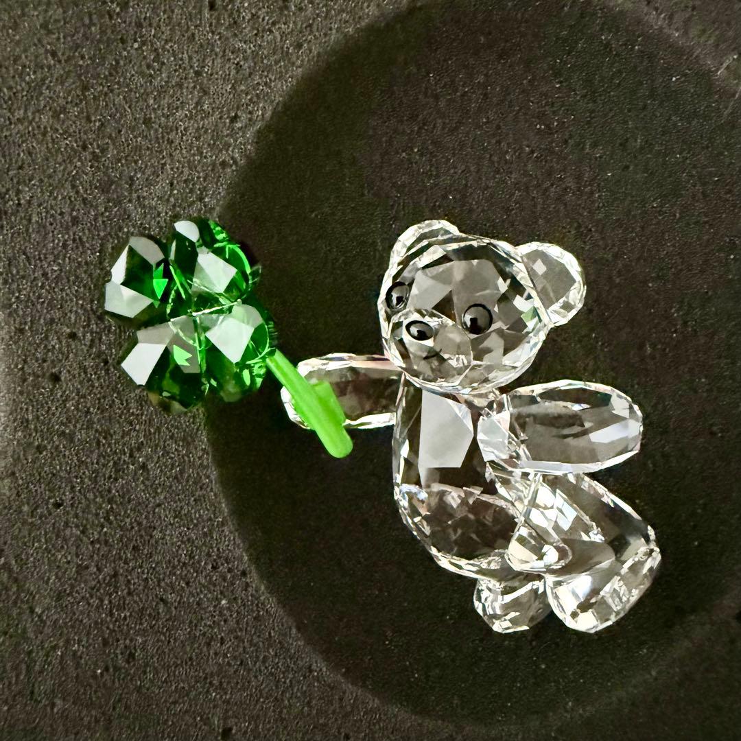 スワロフスキー クリスベア 四葉のクローバー 台座セット