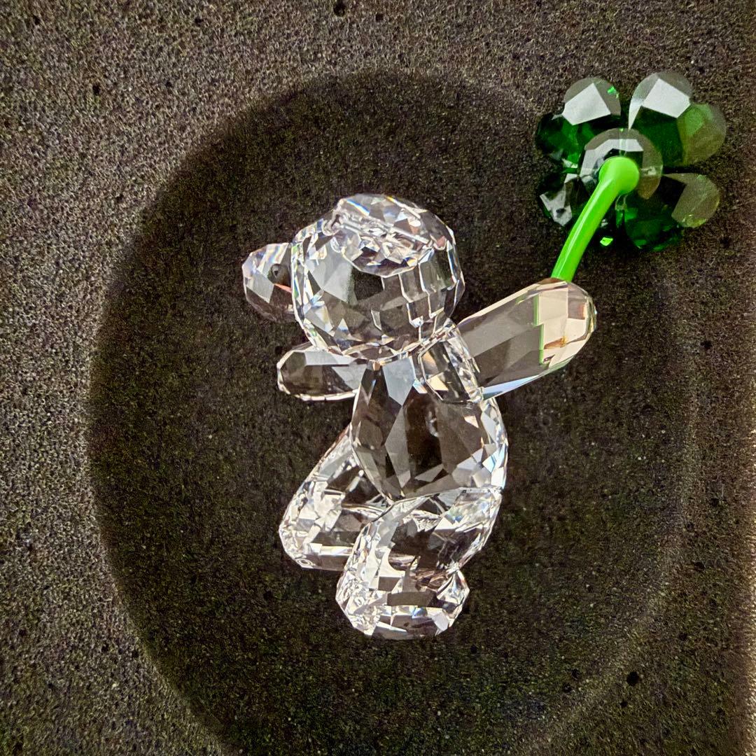 スワロフスキー クリスベア 四葉のクローバー 台座セット