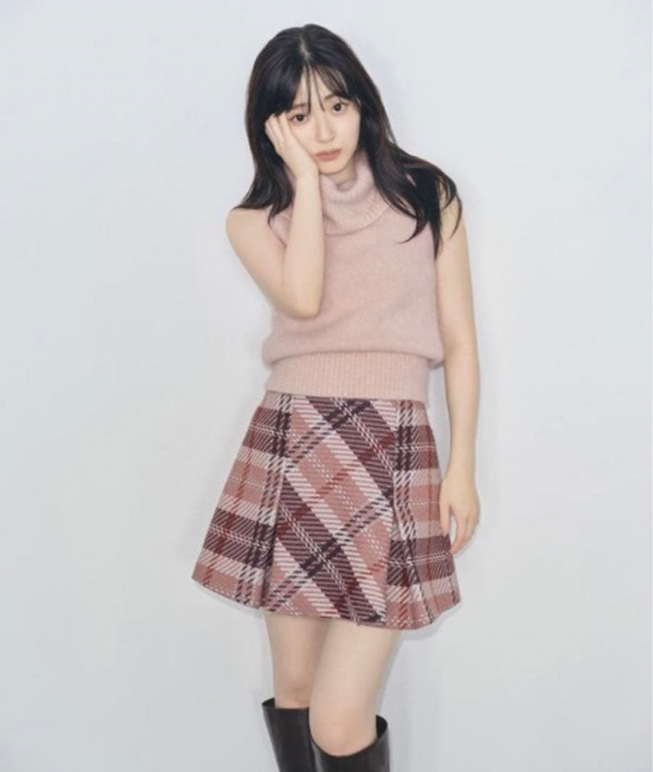 スナイデル ロービングチェックミニスカート PNK snidel