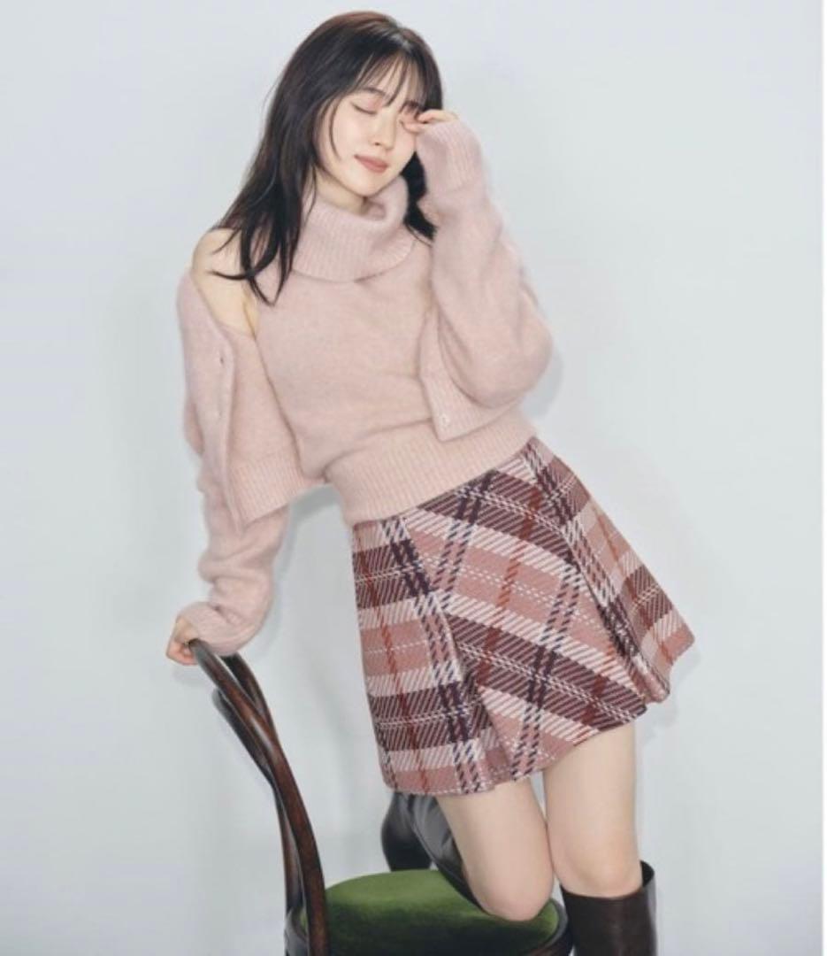 スナイデル ロービングチェックミニスカート PNK snidel