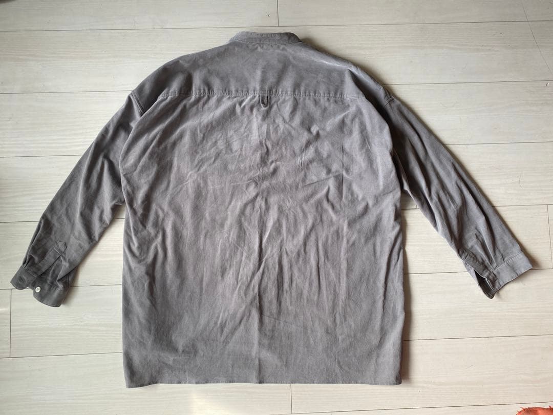 HUIS 遠州織物 みじんコールバンドカラーオーバーシャツ アッシュグレー
