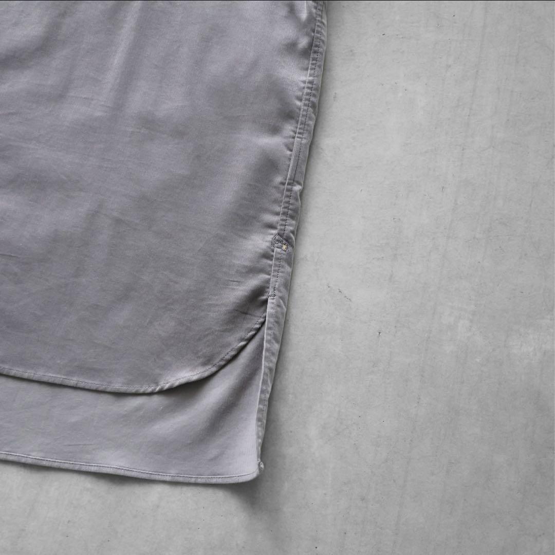 HUIS 遠州織物 みじんコールバンドカラーオーバーシャツ アッシュグレー