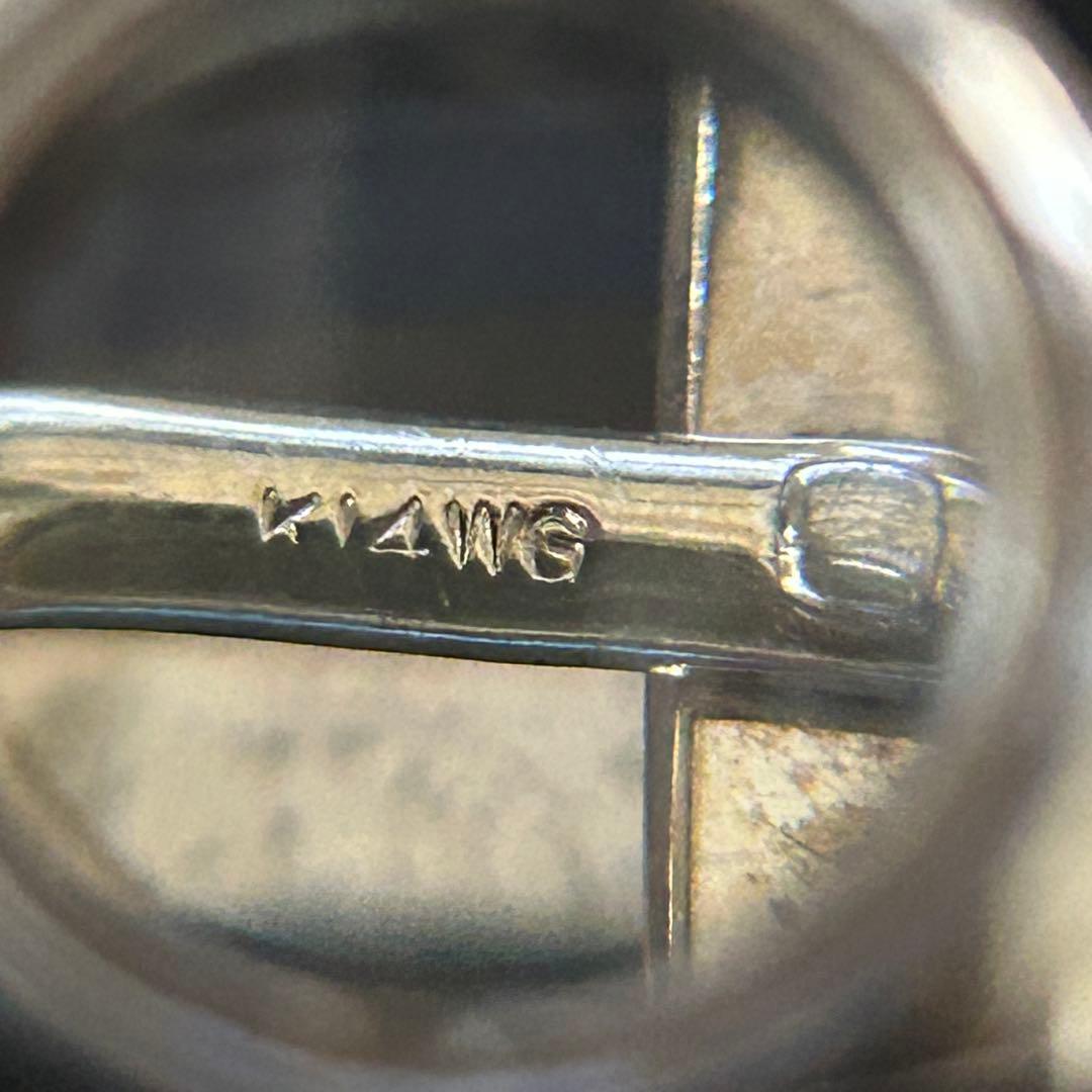 天然石　大粒アメジスト？　14KWG　14金ホワイトゴールド　カフリンクス