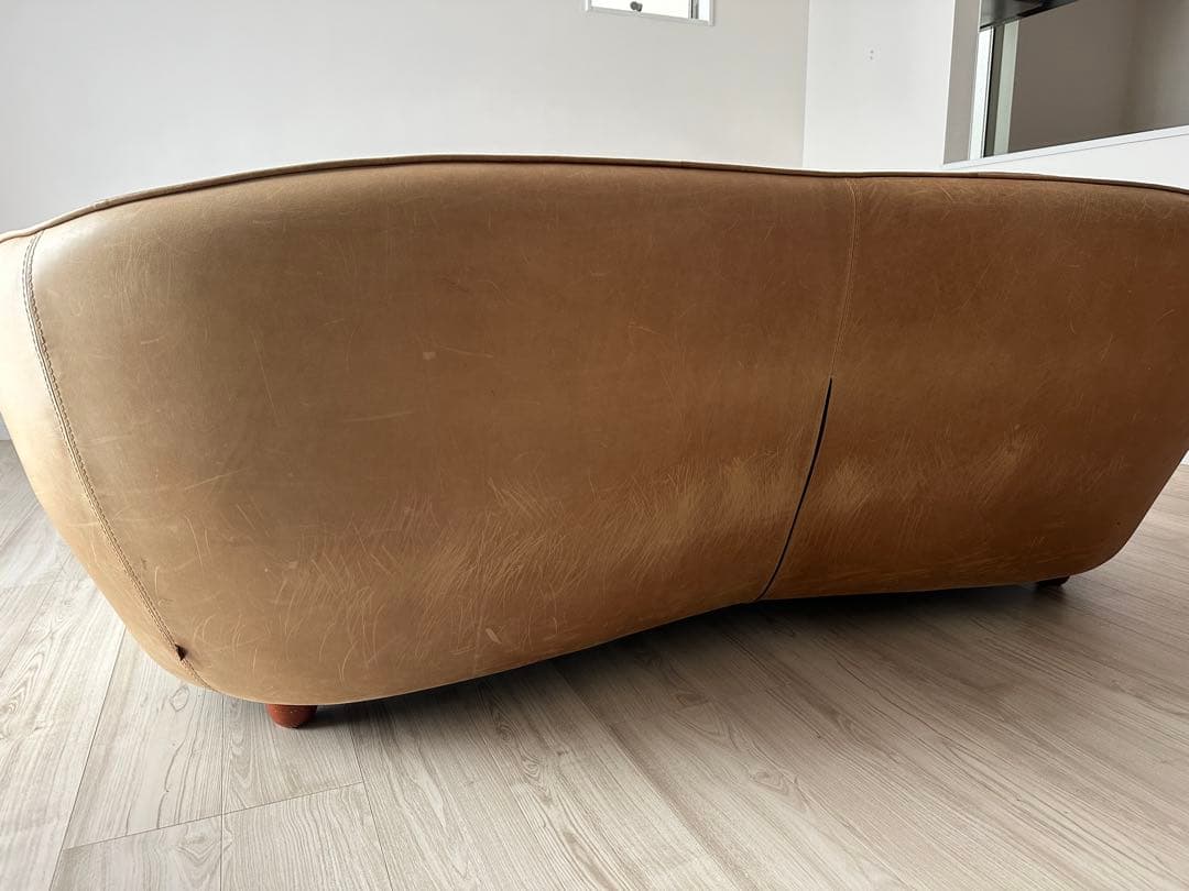 クラッシュゲート　オピアム　レザーソファ 背もたれクッション付き