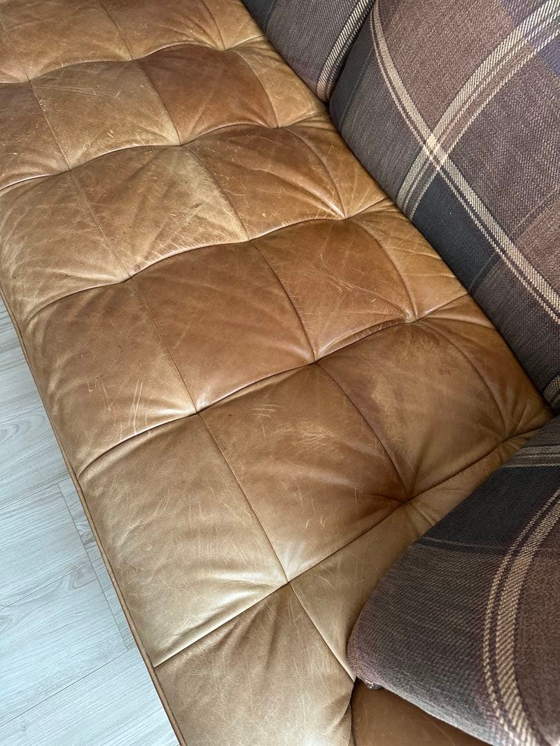 クラッシュゲート　オピアム　レザーソファ 背もたれクッション付き