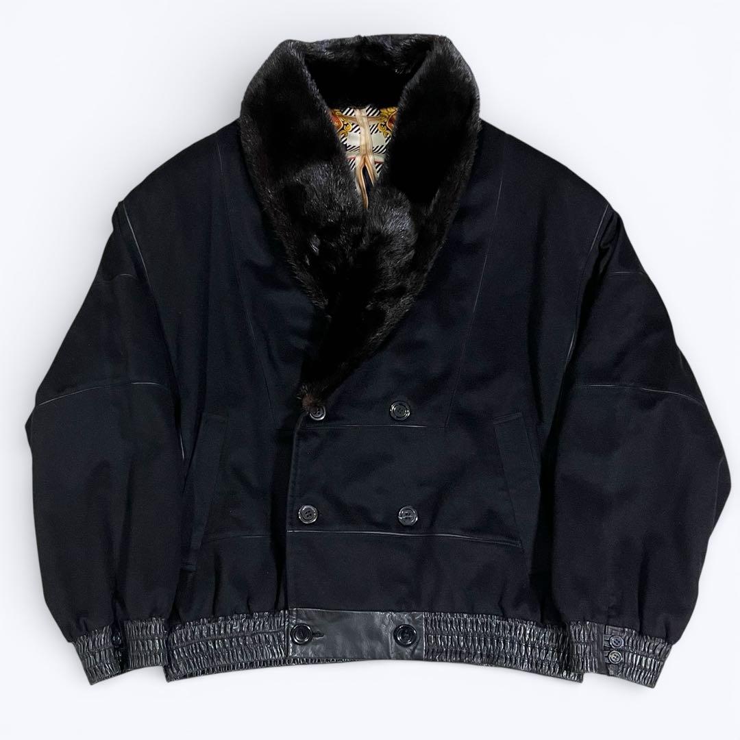 ZILLI フランス製 カシミヤ×シルク×ラムレザー 総柄 高級ジャケット XL