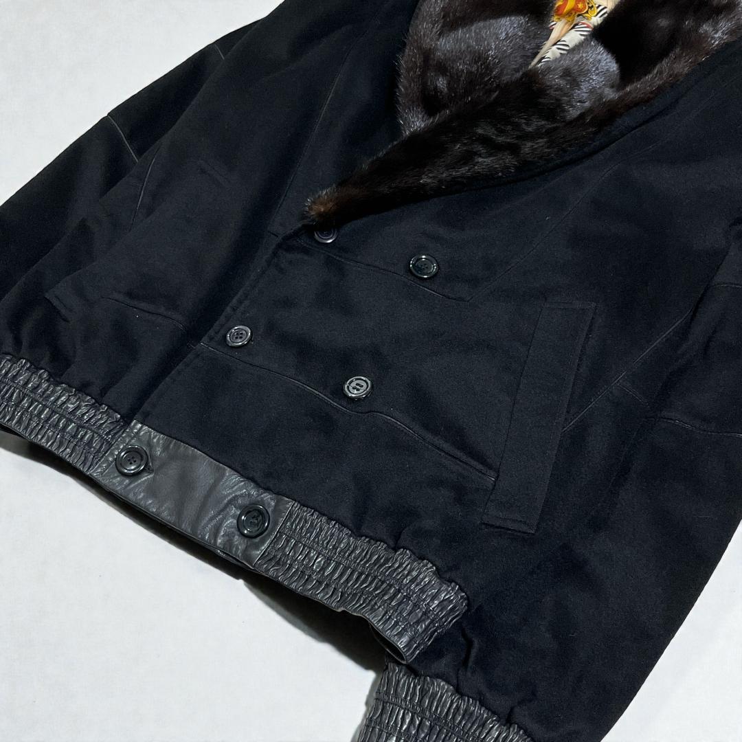 ZILLI フランス製 カシミヤ×シルク×ラムレザー 総柄 高級ジャケット XL