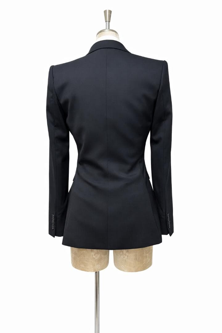 新品同様 ドルチェ＆ガッバーナ テーラードジャケット レオパード裏地 黒 ⑤