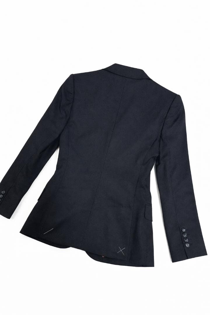 新品同様 ドルチェ＆ガッバーナ テーラードジャケット レオパード裏地 黒 ⑤