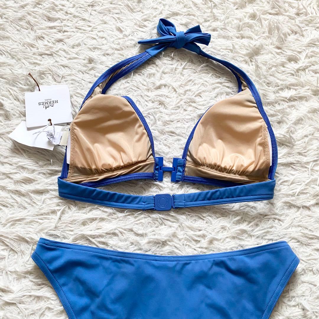 新品・未使用■エルメス　セリエデザイン　スイムウエア　水着　パッド付　青　36