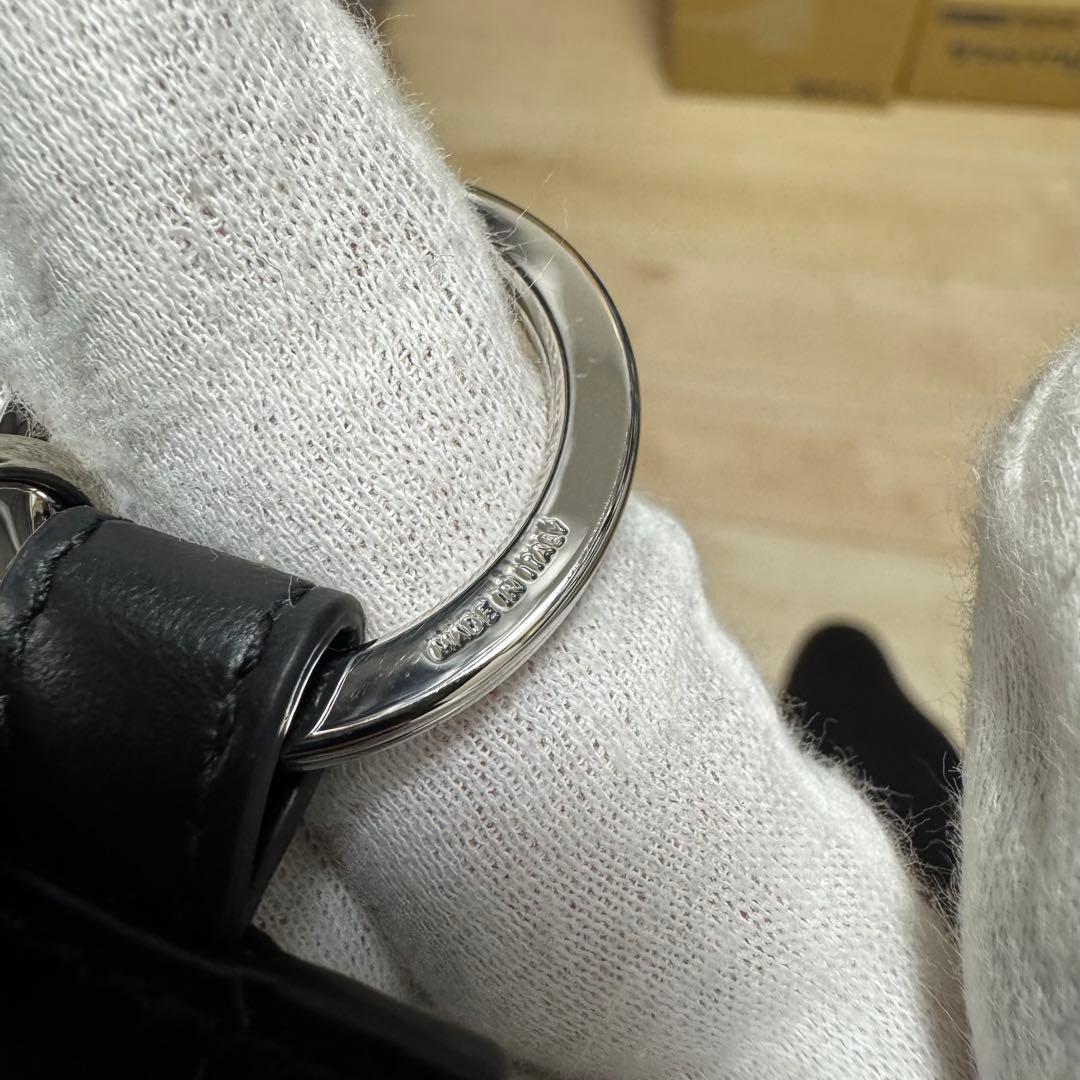 【新品同様】グッチ GUCCI キーリング シマ　GG レザー ブラック　黒