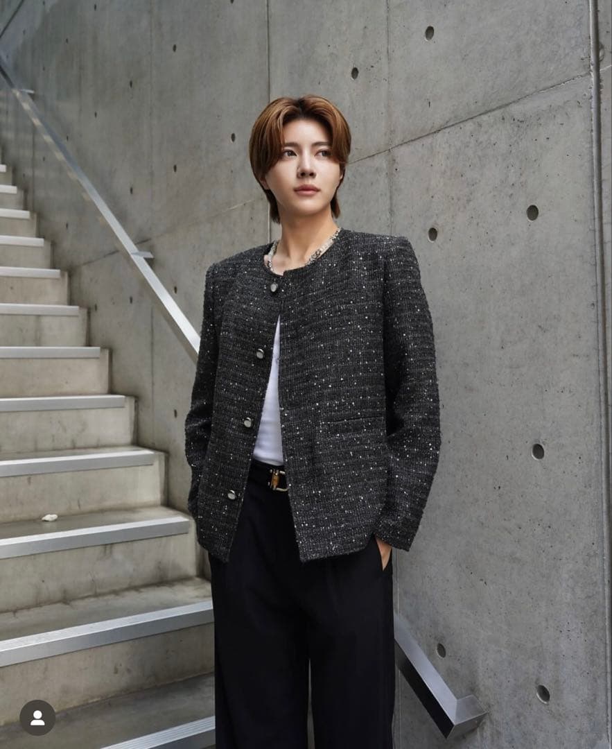 ジャケット・アウター ALUDE no color rainbow lame tweed jacket