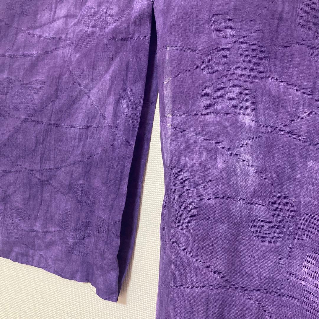 本麻　洗える長襦袢　カラー襦袢　桔梗色　紫　リサイクル　夏襦袢　管理tn