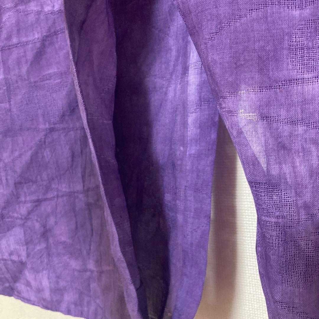 本麻　洗える長襦袢　カラー襦袢　桔梗色　紫　リサイクル　夏襦袢　管理tn