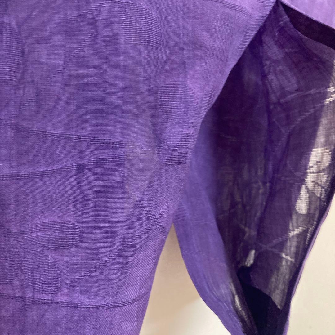 本麻　洗える長襦袢　カラー襦袢　桔梗色　紫　リサイクル　夏襦袢　管理tn