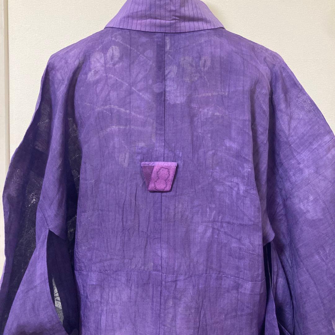 本麻　洗える長襦袢　カラー襦袢　桔梗色　紫　リサイクル　夏襦袢　管理tn