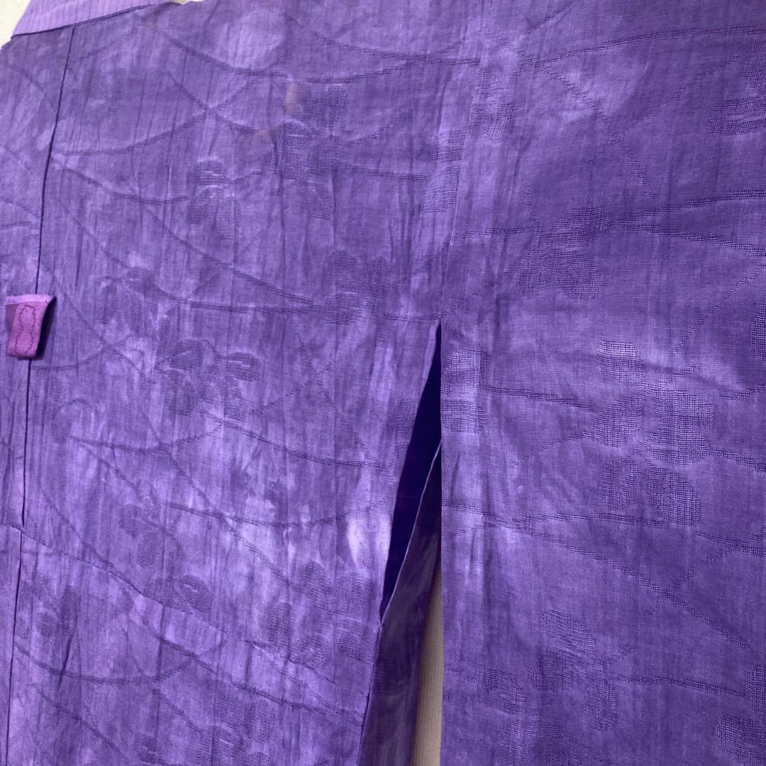 本麻　洗える長襦袢　カラー襦袢　桔梗色　紫　リサイクル　夏襦袢　管理tn