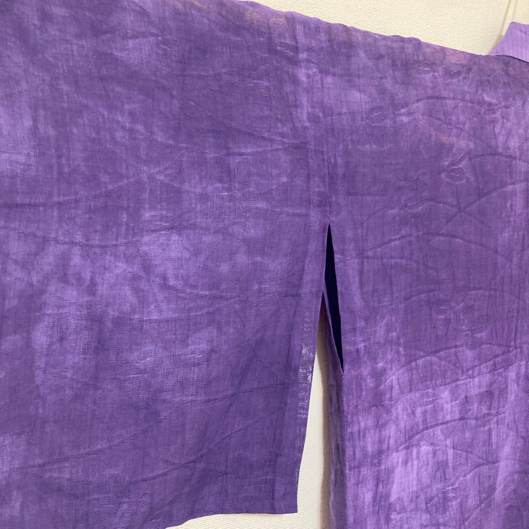 本麻　洗える長襦袢　カラー襦袢　桔梗色　紫　リサイクル　夏襦袢　管理tn