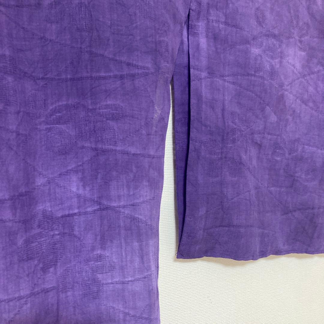 本麻　洗える長襦袢　カラー襦袢　桔梗色　紫　リサイクル　夏襦袢　管理tn