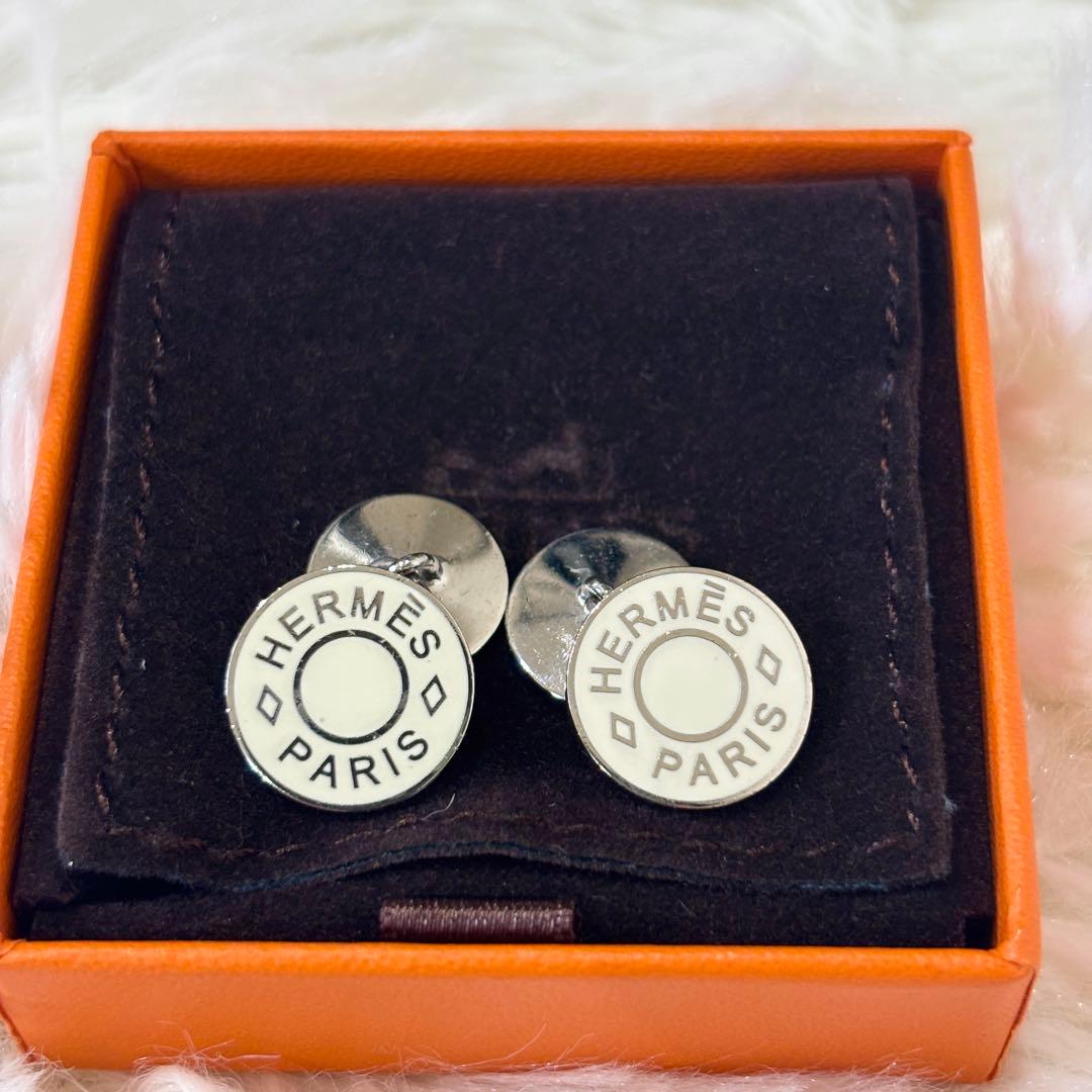 【美品】HERMES セリエ チェーン カフリンクス カフス シルバー系 箱付き