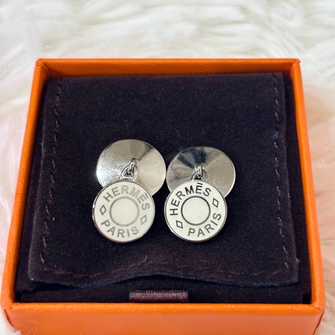 【美品】HERMES セリエ チェーン カフリンクス カフス シルバー系 箱付き