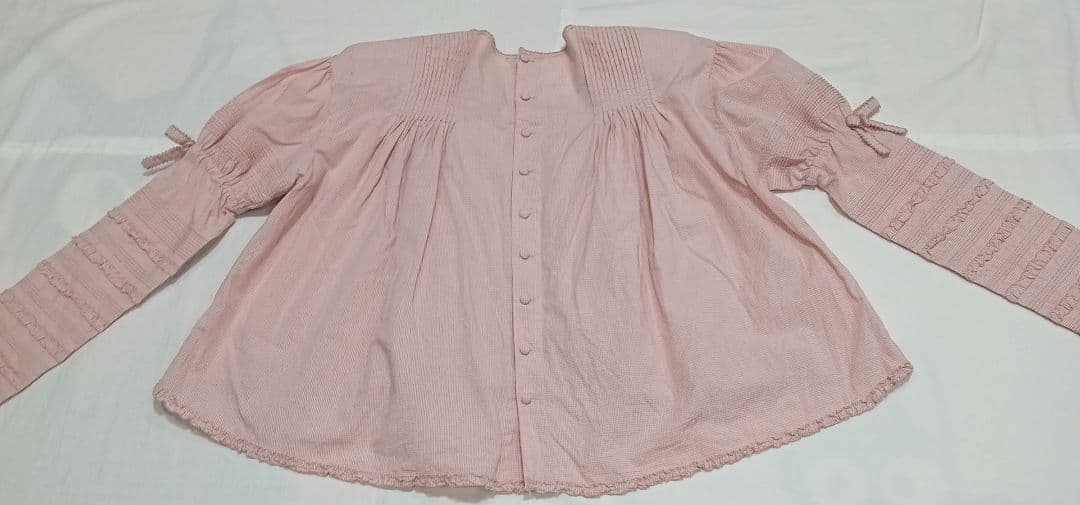 c*y様 カネコイサオ ブラウス マトンスリーブ ギンガムチェック 花柄刺繍