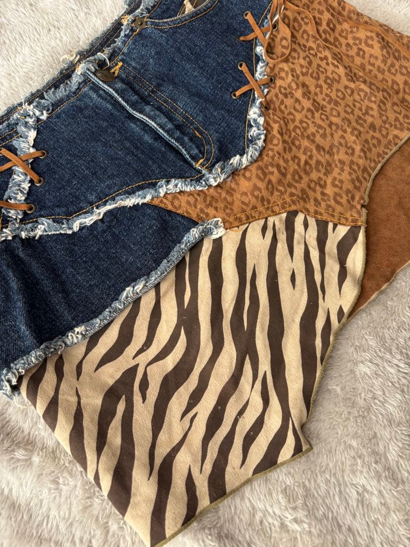 希少レアmyfavoriteTIARAティアラアニマル柄デニムミニ平成ギャル