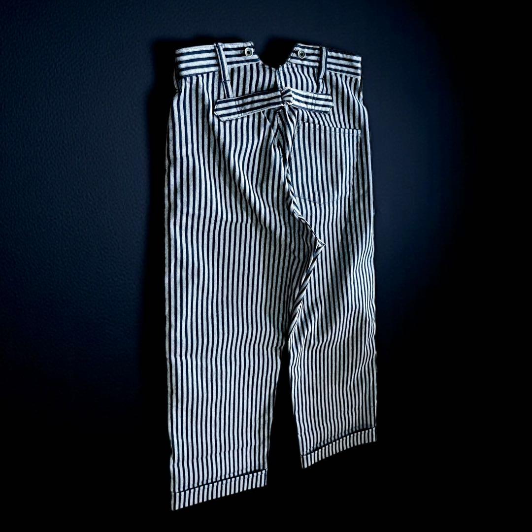 美品 BLACK SIGN ストライプワークパンツ バックシンチ 灰色×黒 32