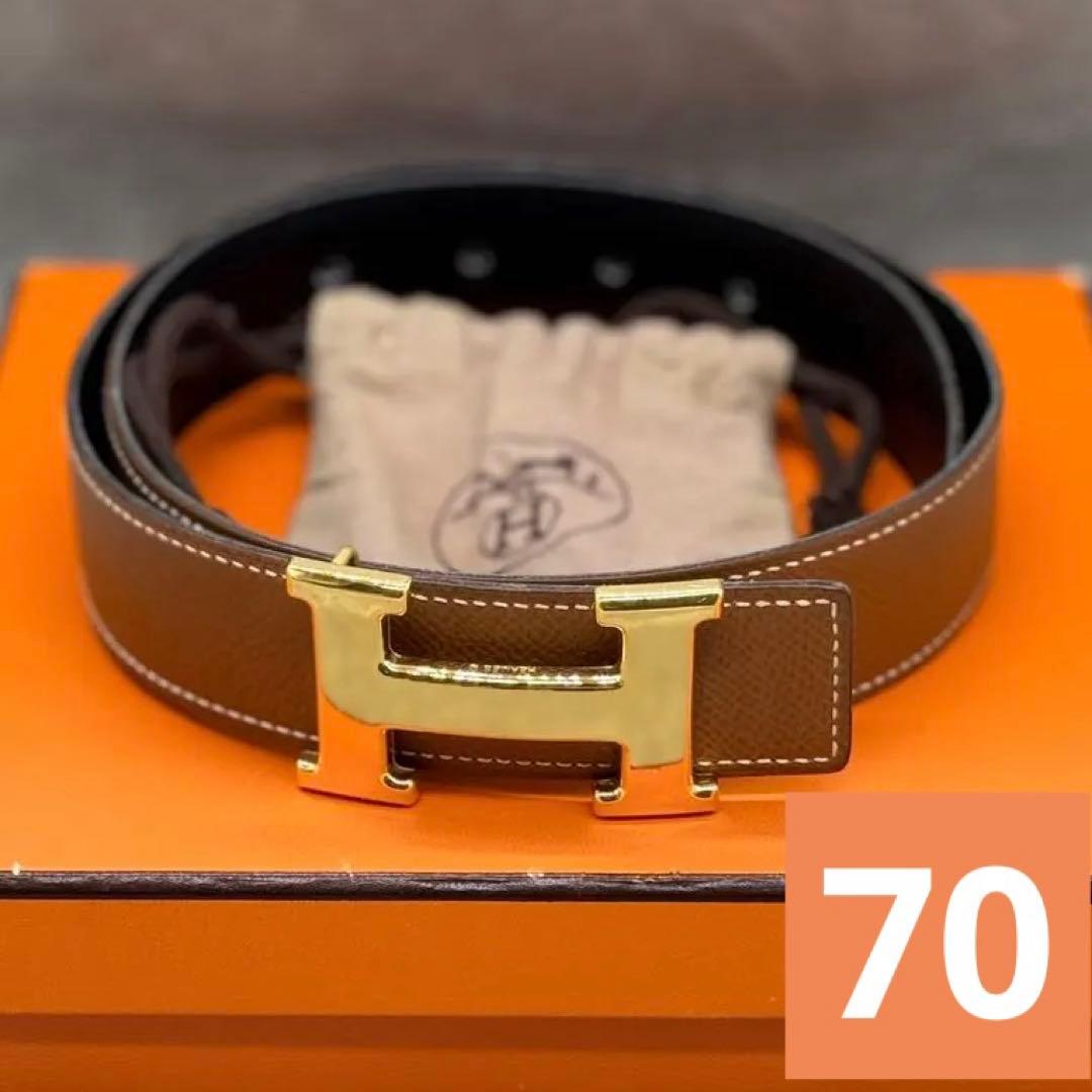 【美品】人気サイズ・カラー♡コンスタンス　Hベルト70ベージュ系箱付き　ゴールド