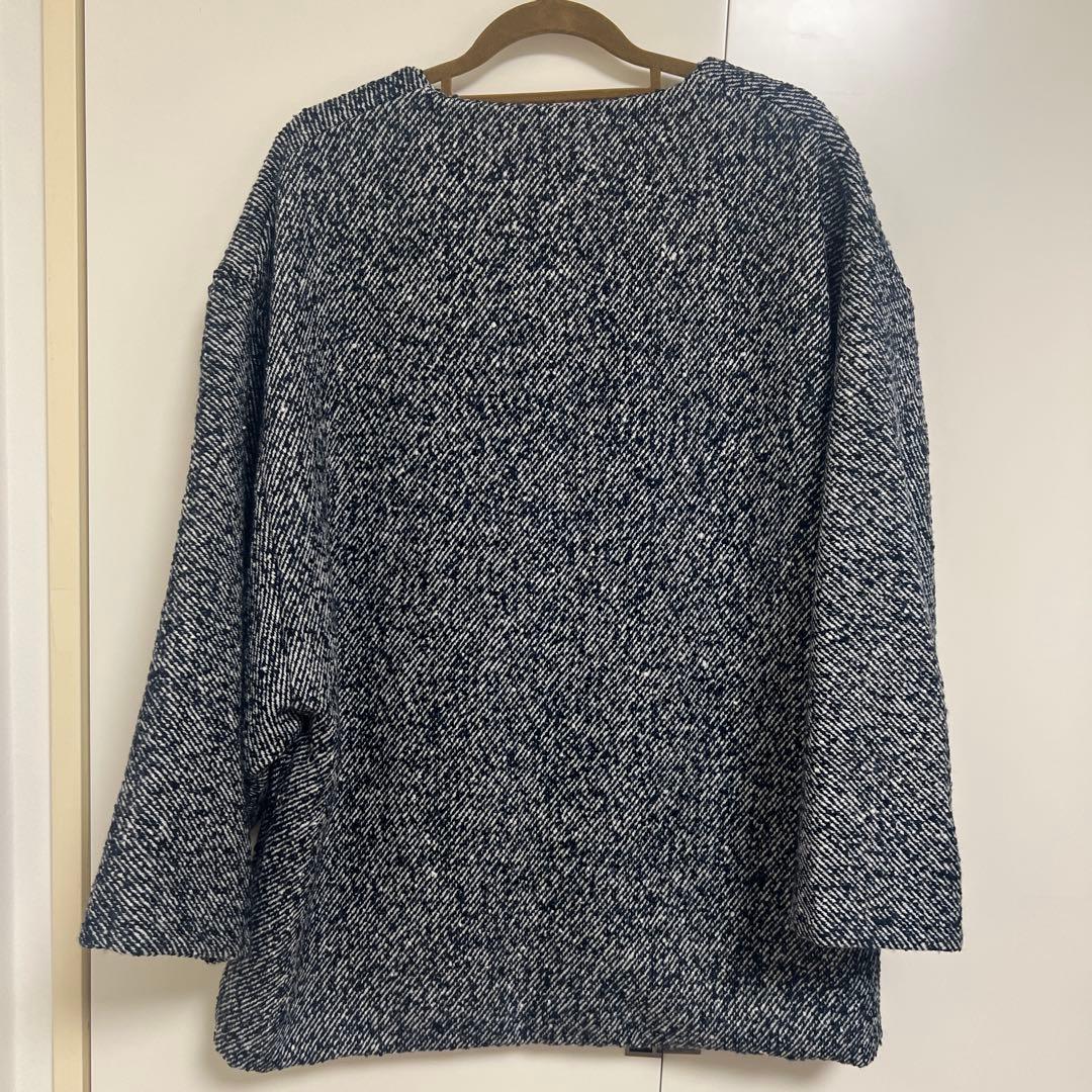 新品タグ付き SOUSOUネップツイード薙刀羽織 袷 杢紺XSO-SO-U濡羽色