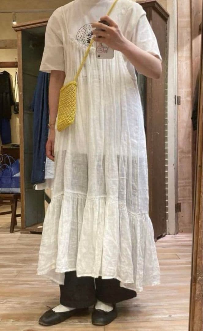 ネストローブ2024ssリネンガーゼ2wayキャミスカート　オフホワイト