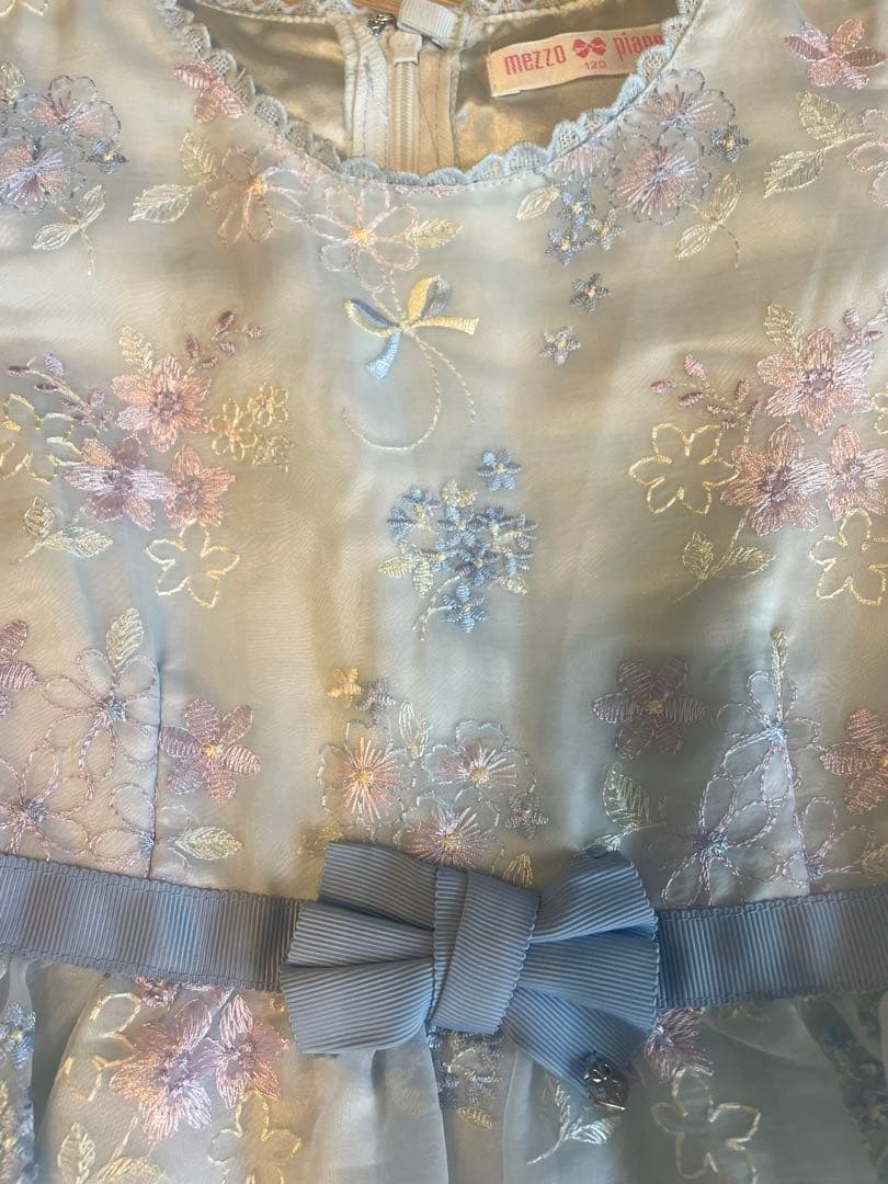 mezzo piano 水色 刺繍ドレス 120cm