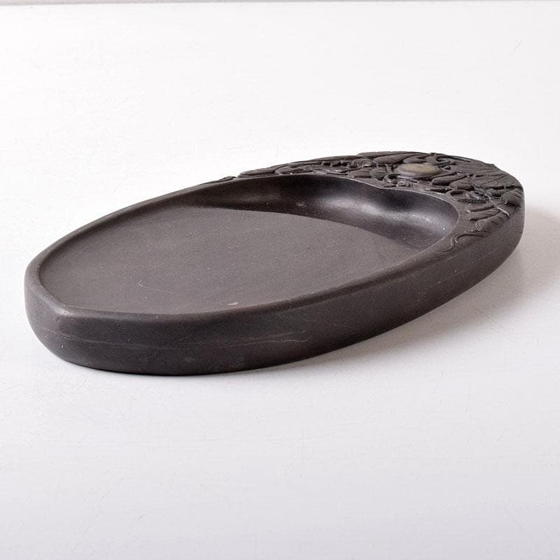 みむら　中国　書道具　花文　端渓硯　唐木箱　7694