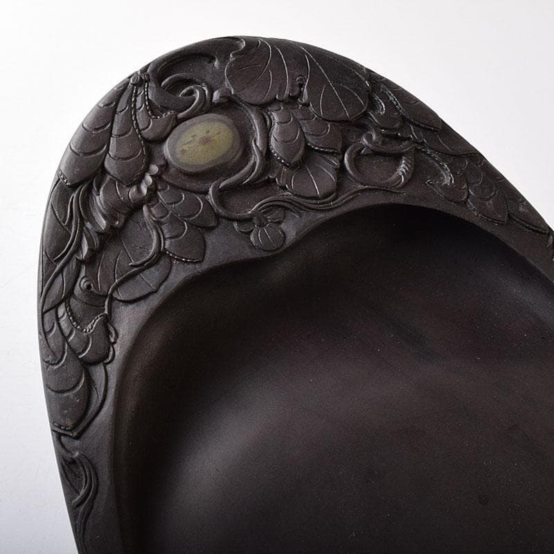 みむら　中国　書道具　花文　端渓硯　唐木箱　7694