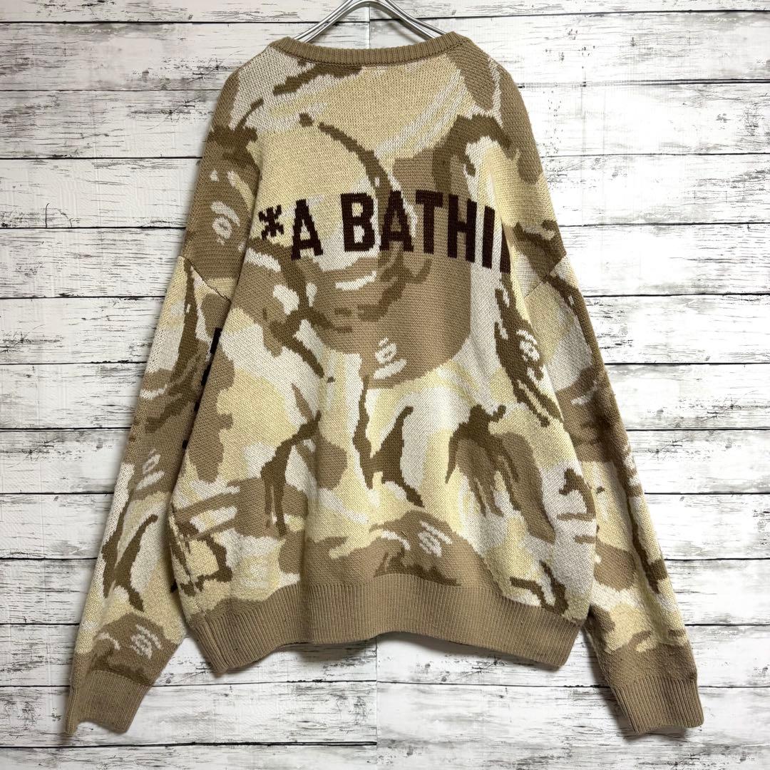 美品　希少　エーエイプ　カモフラ　ニット　セーター　バックロゴ　XLサイズ