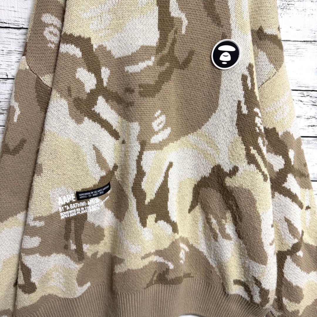 美品　希少　エーエイプ　カモフラ　ニット　セーター　バックロゴ　XLサイズ